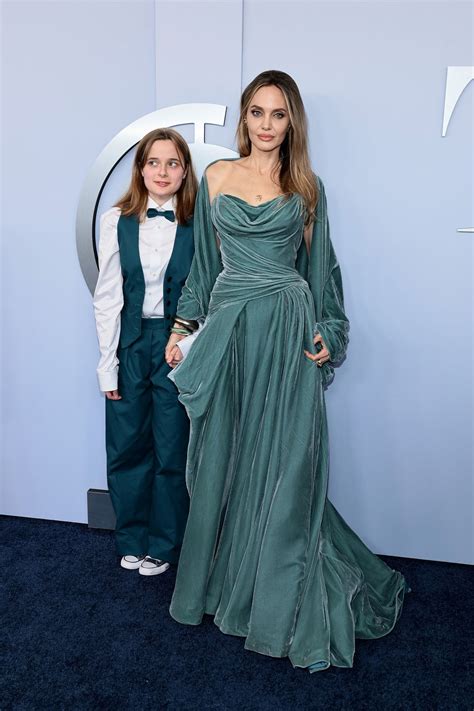 Angelina Jolie Stuns at the Tony Awards in a Teal 